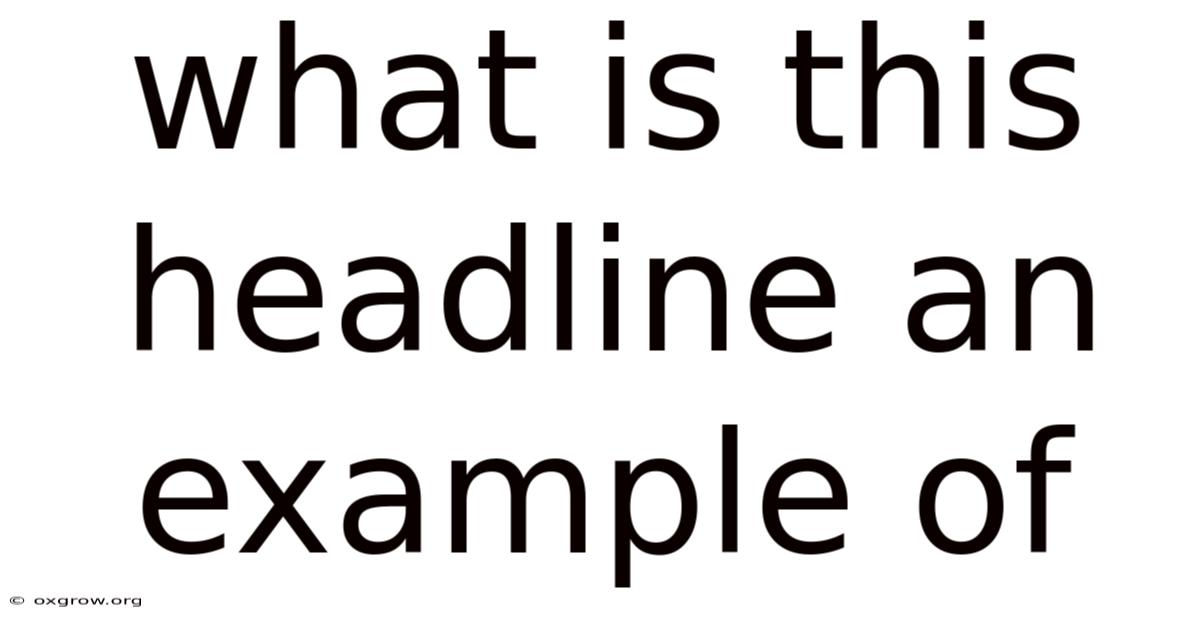 What Is This Headline An Example Of